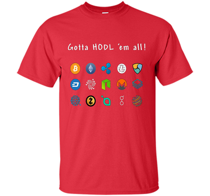 Ethereum Bitcoin Litecoin Gotta Hold'em All T-shirt Red