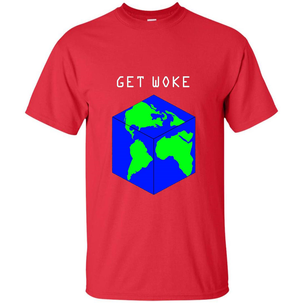 Flat Earther Get Woke T-shirt Earth Society T-shirt Red
