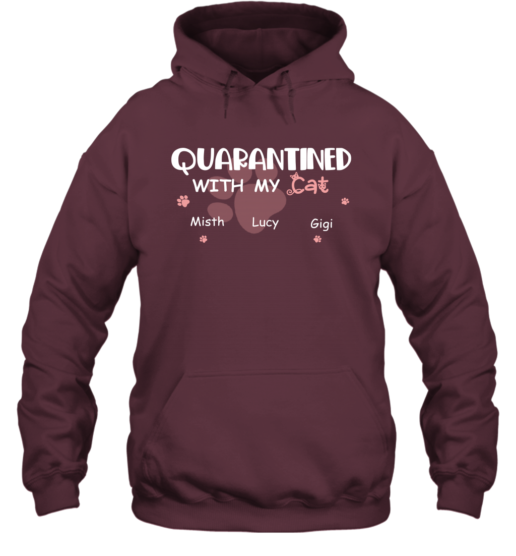 Stay home with my cats ( Customized Name ) Hoodie Hoodie Maroon