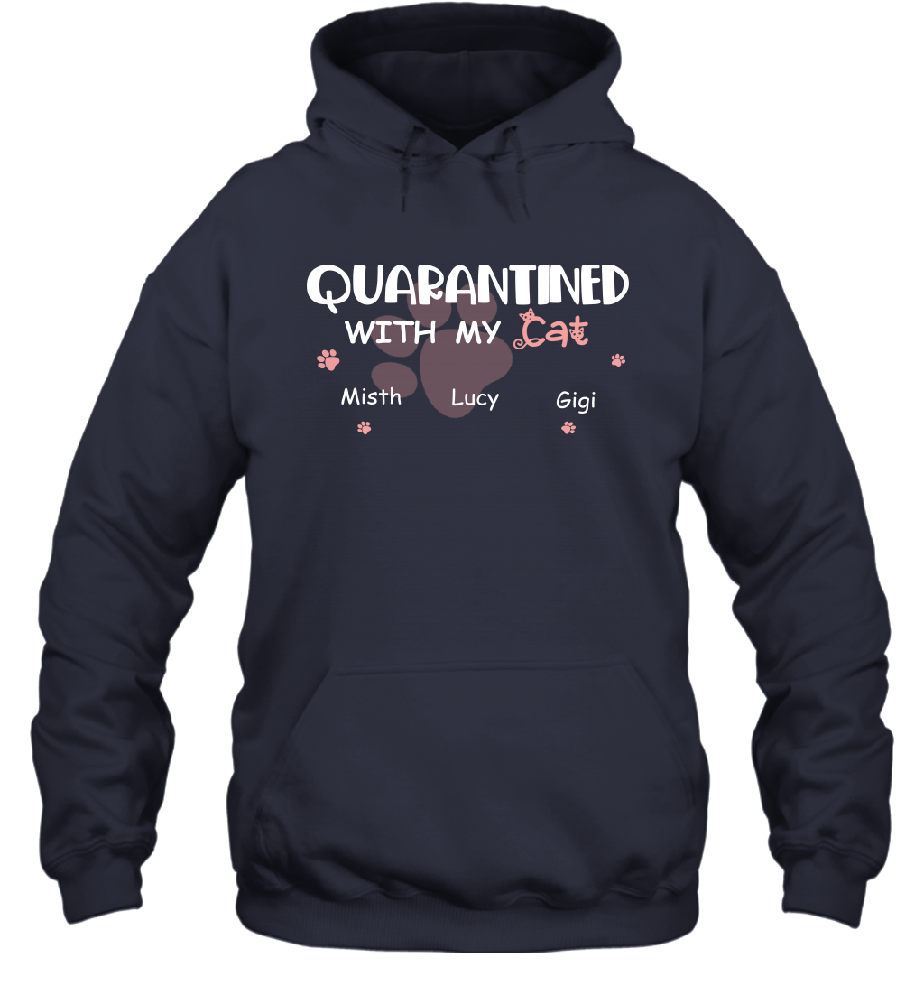Stay home with my cats ( Customized Name ) Hoodie Hoodie Navy