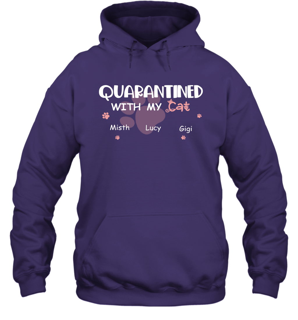 Stay home with my cats ( Customized Name ) Hoodie Hoodie Purple