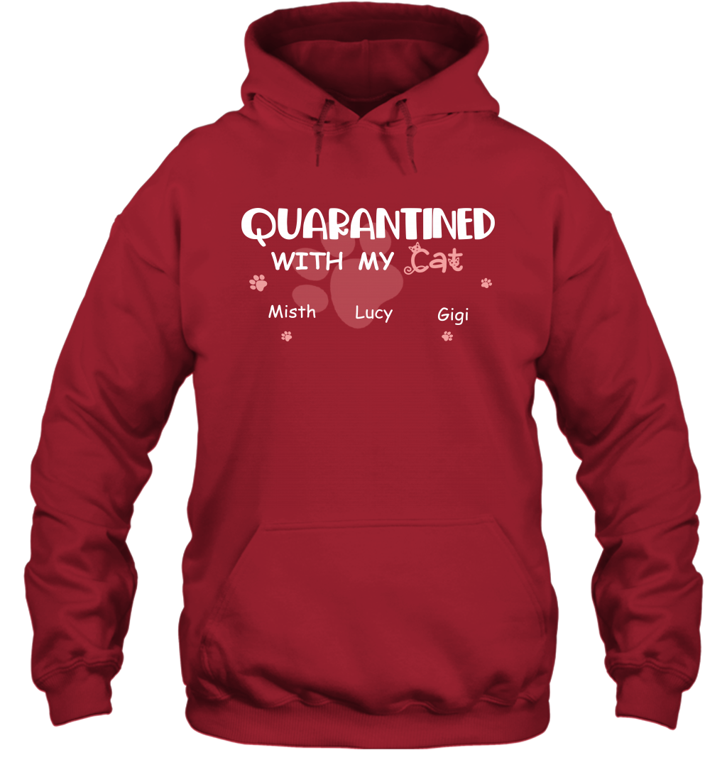 Stay home with my cats ( Customized Name ) Hoodie Hoodie Red