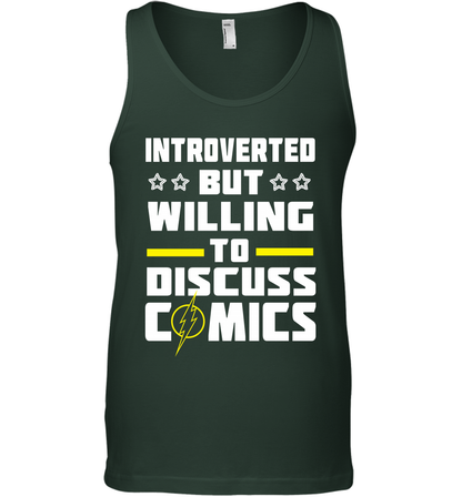 Introverted But Willing To Discuss Comics Shirt Tank Top Tank Top Forest Green