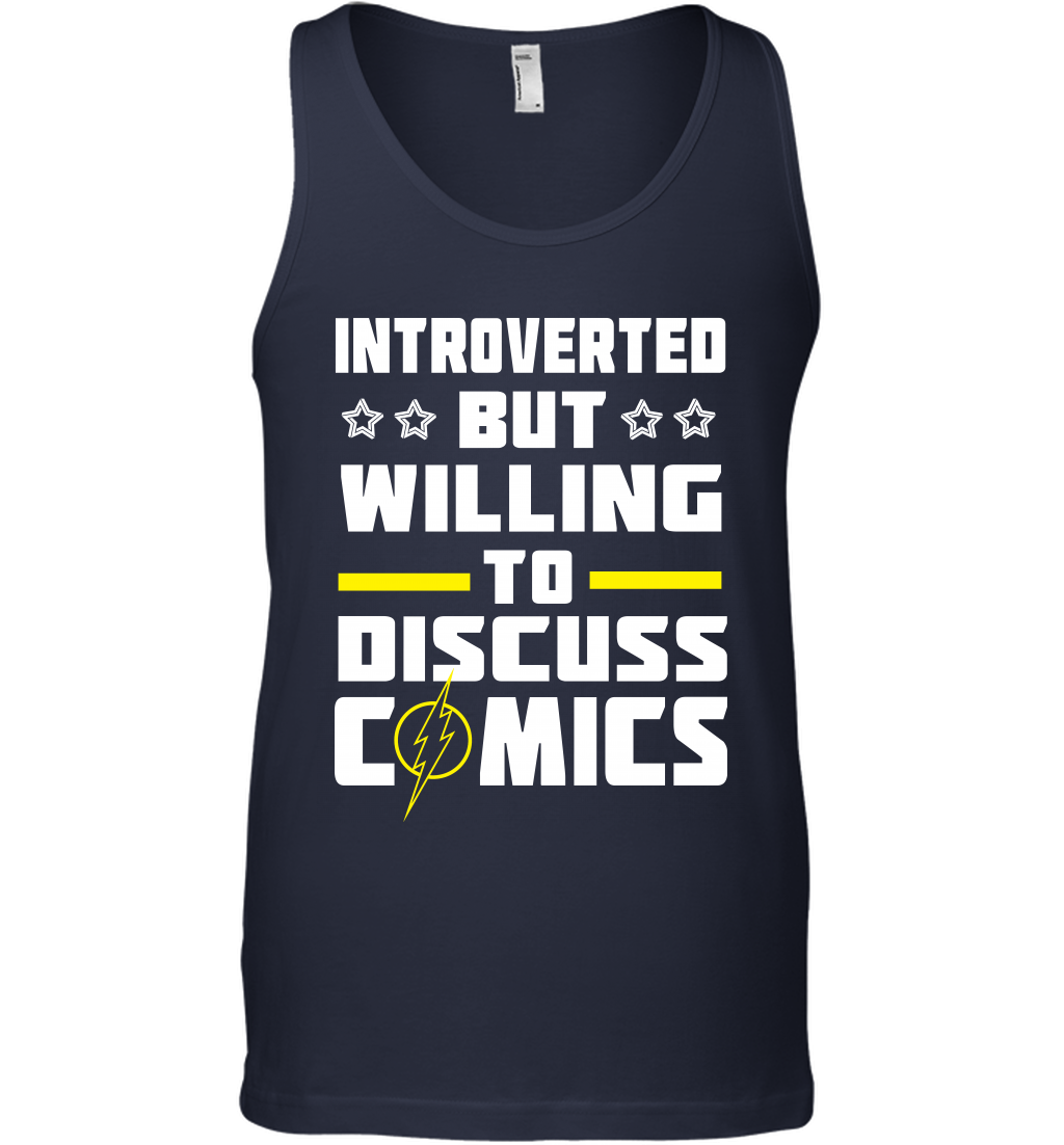 Introverted But Willing To Discuss Comics Shirt Tank Top Tank Top Navy