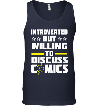 Introverted But Willing To Discuss Comics Shirt Tank Top Tank Top Navy