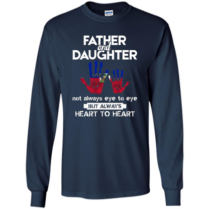 Father And Daughter Father's Day T-shirt Heart To Heart Navy