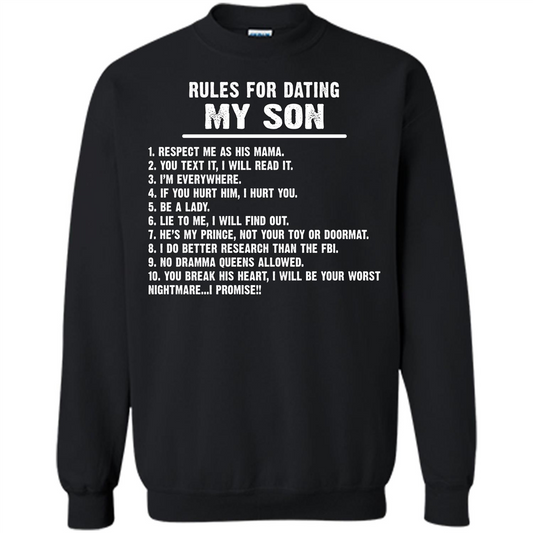 Parents T-shirt Rules For Dating My Son T-shirt Black