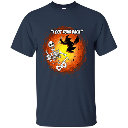 Funny Witch Skeleton Halloween 2017 I Got Your Back T-shirt Navy