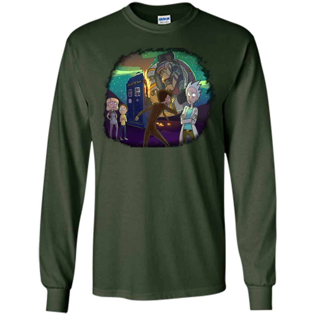Doctorwho Vs Rick And Morty T-shirt Forest Green