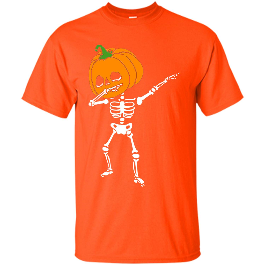 Halloween T-shirt Dabbing Skeleton T-shirt Orange