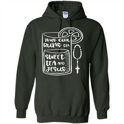 Christian T-shirt This Girl Runs on Sweet Tea and Jesus T-shirt Forest Green