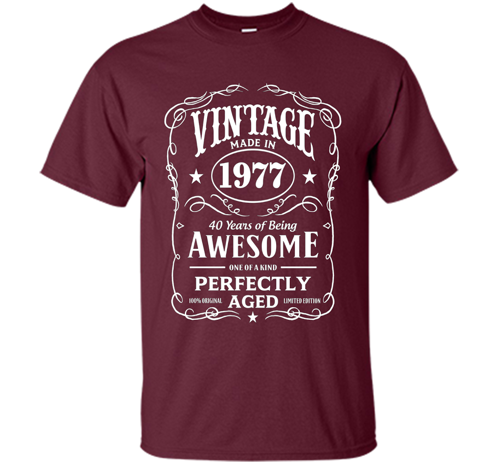 Vintage Made In 1977 Birthday Gift T-Shirt shirt Maroon