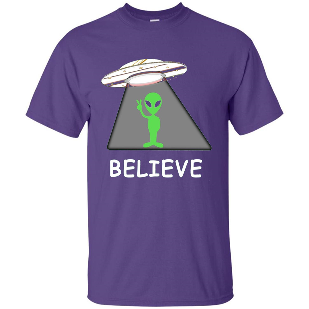 I Believe Alien T-shirt New Cool UFO T-shirt Purple
