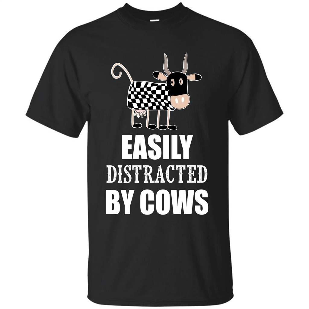 Cow T-shirt Easily Distracted By Cows T-shirt Black