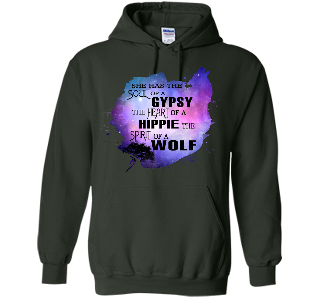 The Soul of a Gypsy Heart of a Hippie Spirit of a Wolf Shirt t-shirt Forest Green