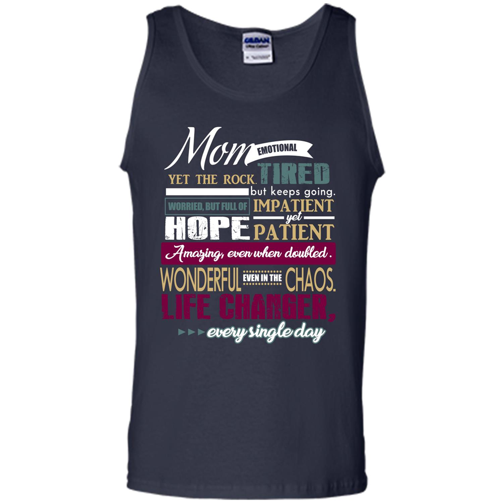 Mothers Day T-shirt Mom Emotional Yet The Rock Tired T-shirt Navy