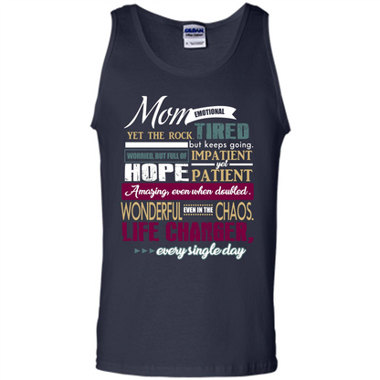 Mothers Day T-shirt Mom Emotional Yet The Rock Tired T-shirt Navy