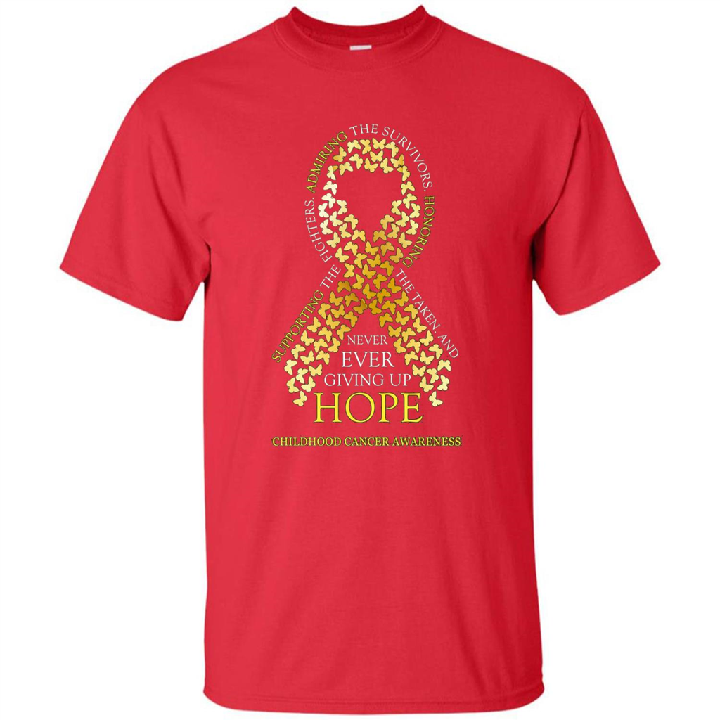 Childhood Cancer Awareness T-shirt Never Ever Giving Up Hope T-shirt Red
