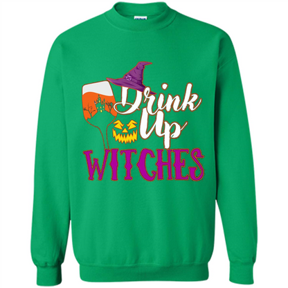 Drink Up Witches T Shirt Funny Halloween Costume Irish Green