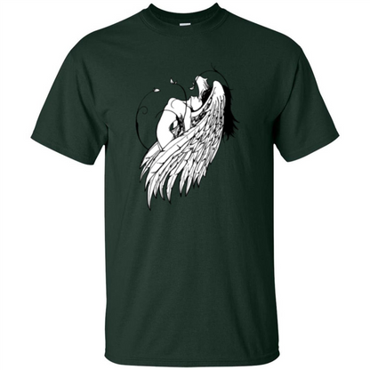 Angel T-shirt Angel Wings Forest Green