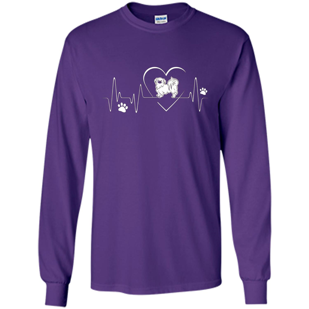 Pekehund T-shirt Pekehund Heart Beat T-shirt Purple