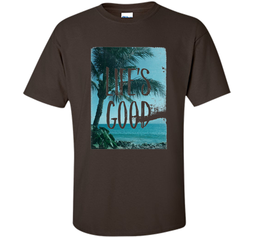 Life's Good Palm Tree T-Shirt cool shirt Dark Chocolate