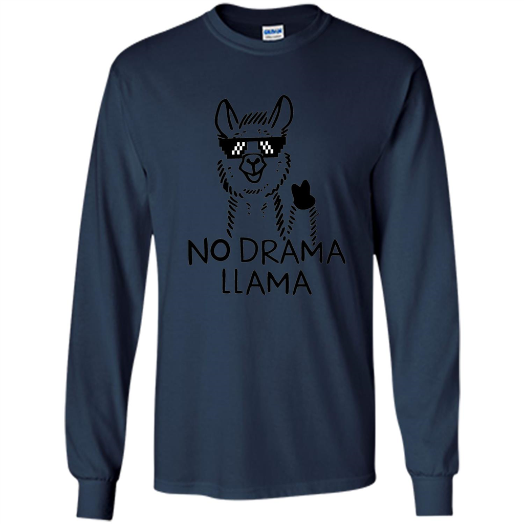 Funny No Drama Llama T-shirt Navy
