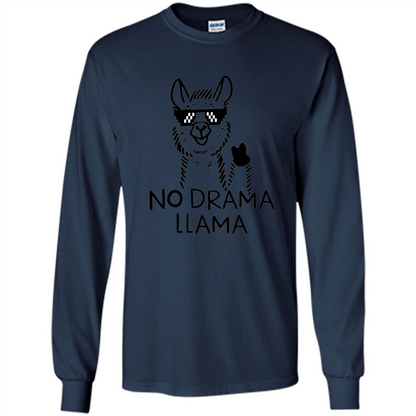Funny No Drama Llama T-shirt Navy