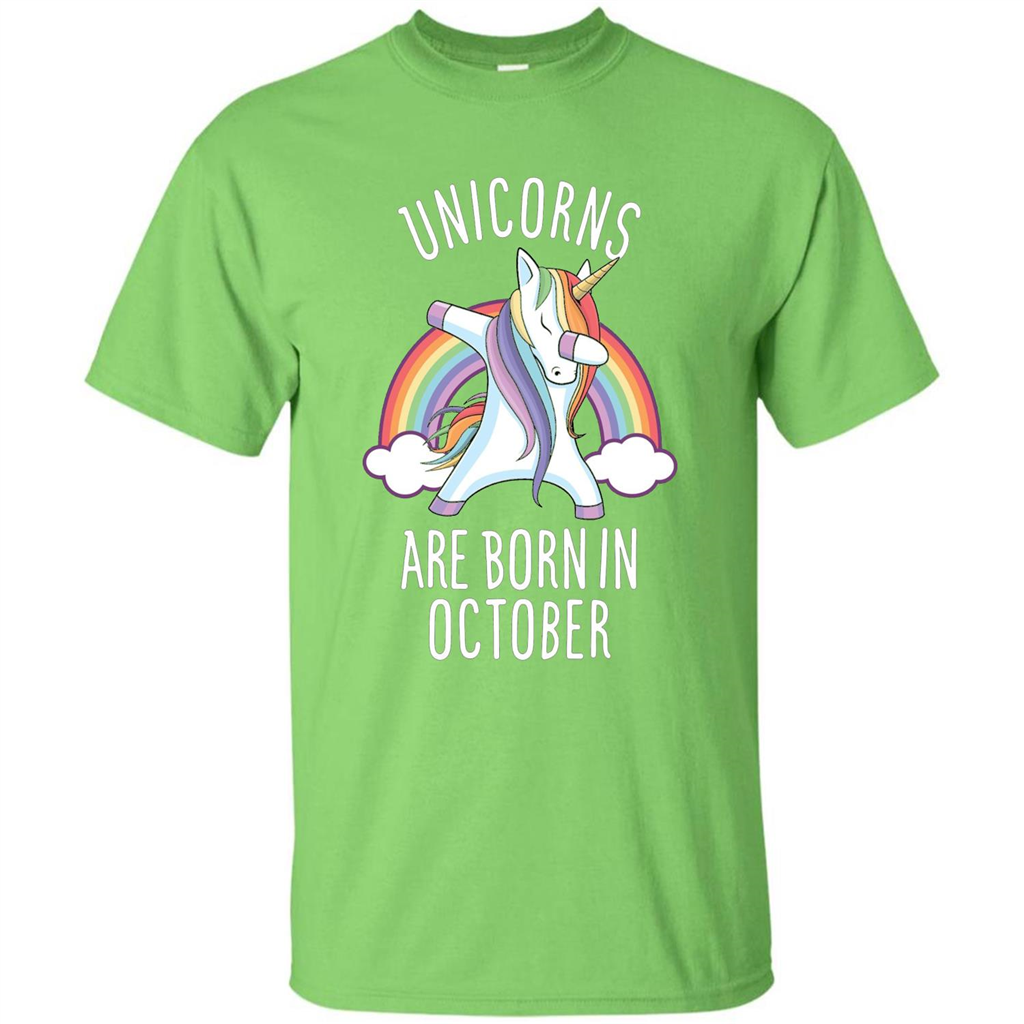 October Birthday T-shirt Unicorns Are Born In October Dabbing Lime
