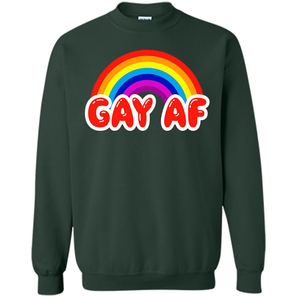 LGBTQ Pride T-shirt Gay AF Funny Gay Flag Rainbow Colors LGBTQ Pride Forest Green
