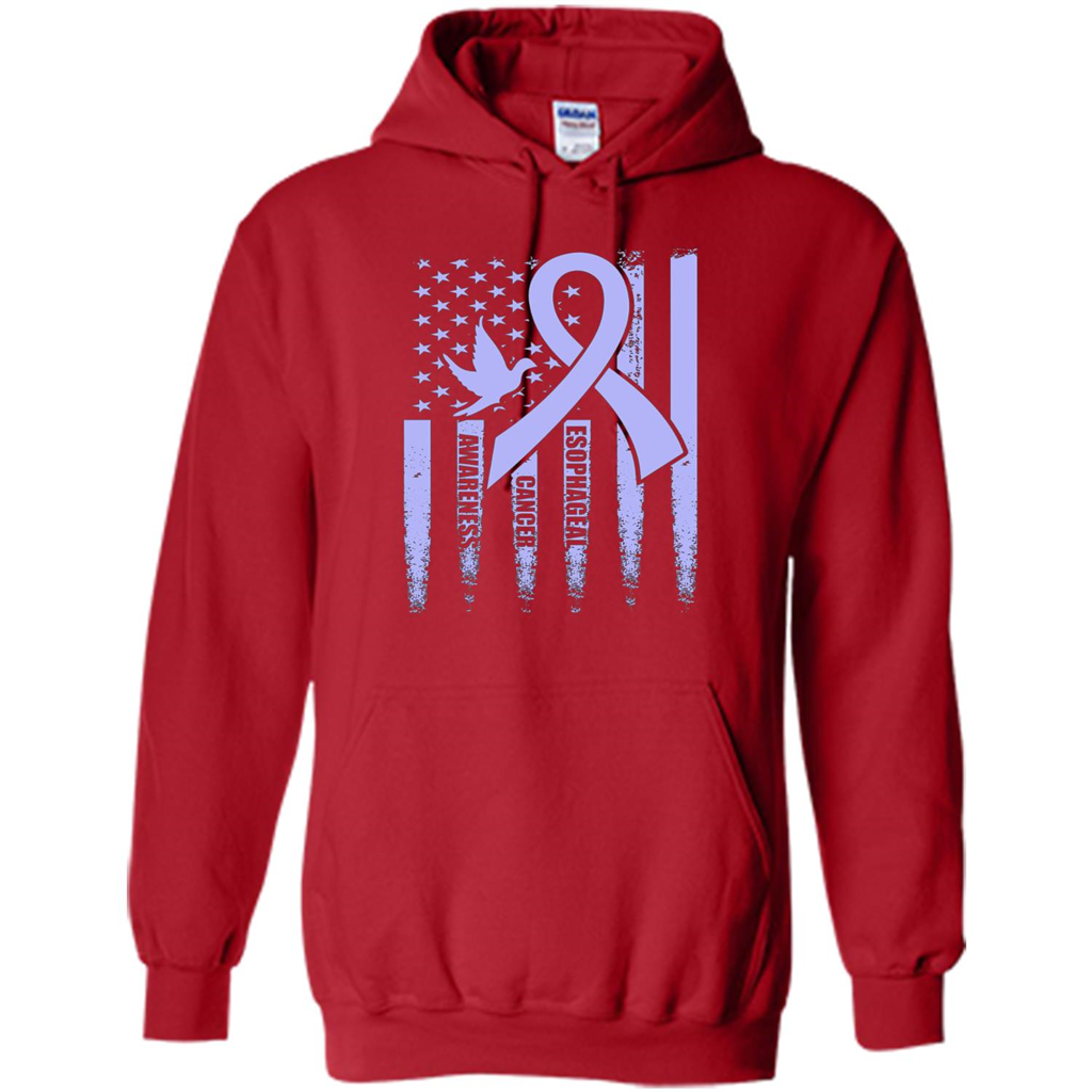 Esophageal Cancer USA Flag Periwinkle Ribbon and Dove T-shirt Red