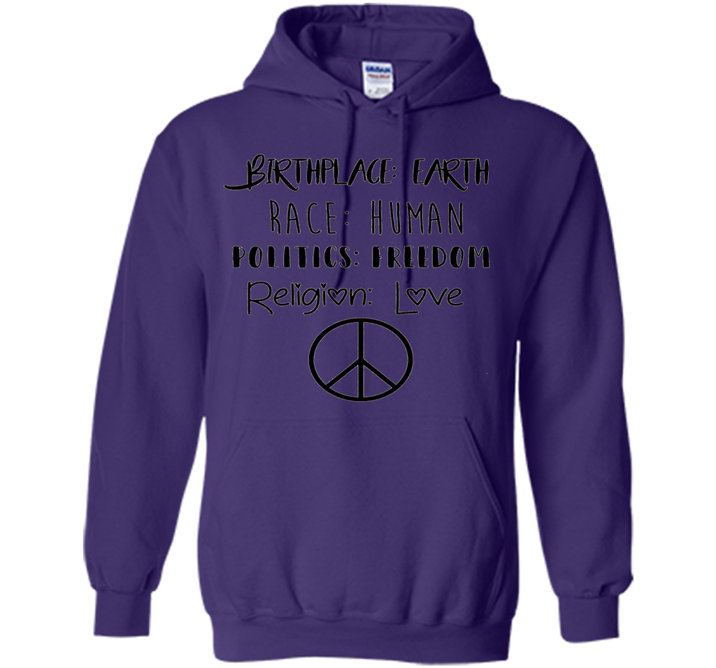 Birthplace Earth Race Human Politics Religion Love T-Shirt cool shirt Purple