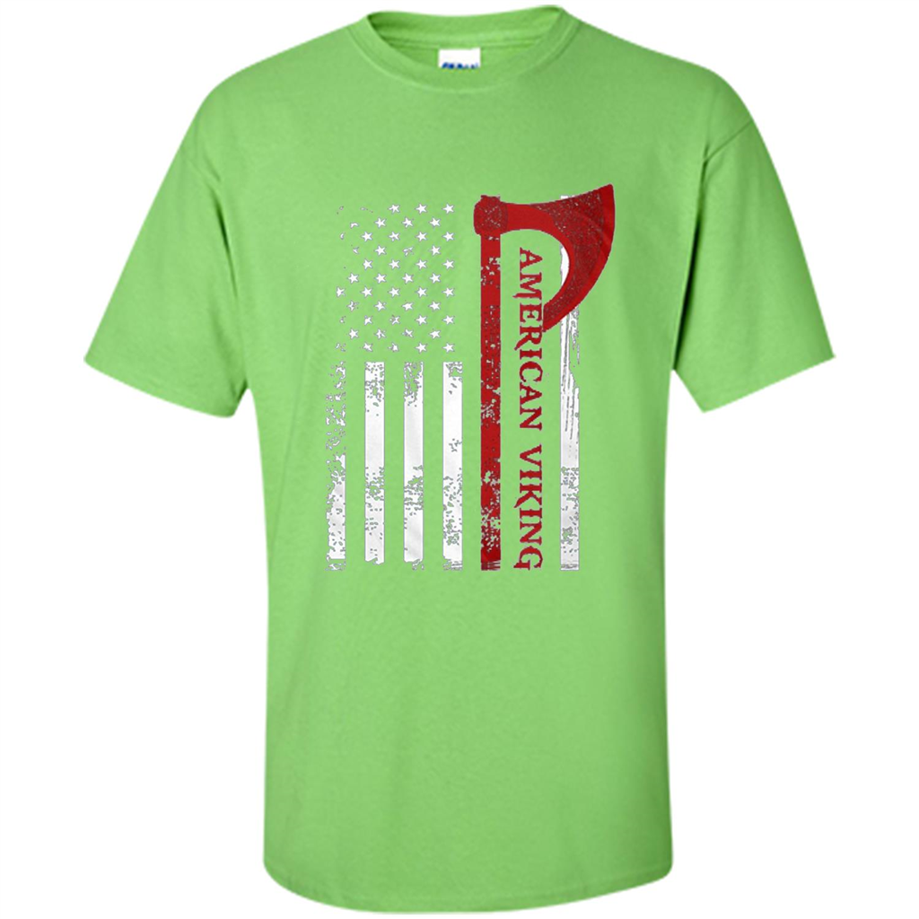 American Viking Flag Shirt Patriotic American T-shirt Lime
