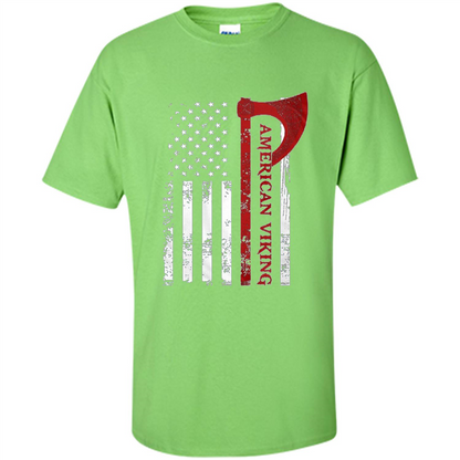 American Viking Flag Shirt Patriotic American T-shirt Lime