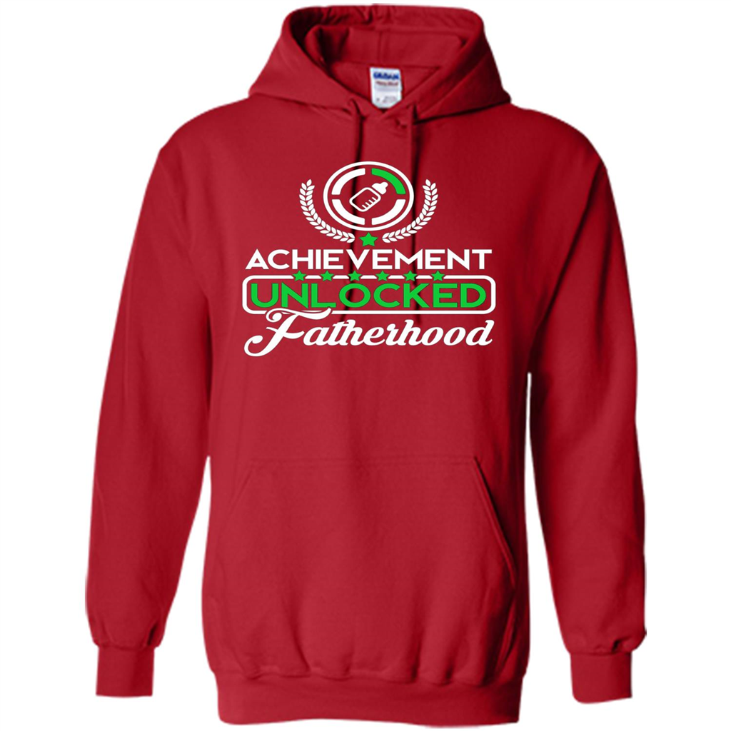 First Father's Day T-shirt Achievement Unlocked Fatherhood Red
