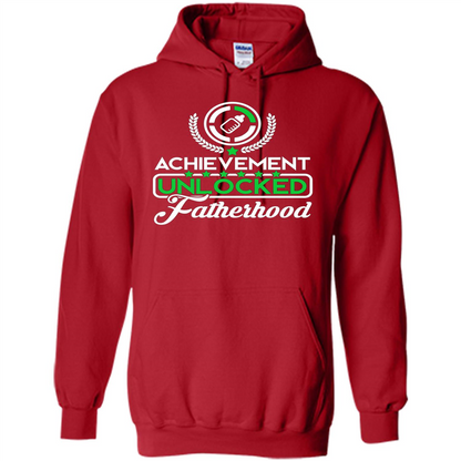 First Father's Day T-shirt Achievement Unlocked Fatherhood Red