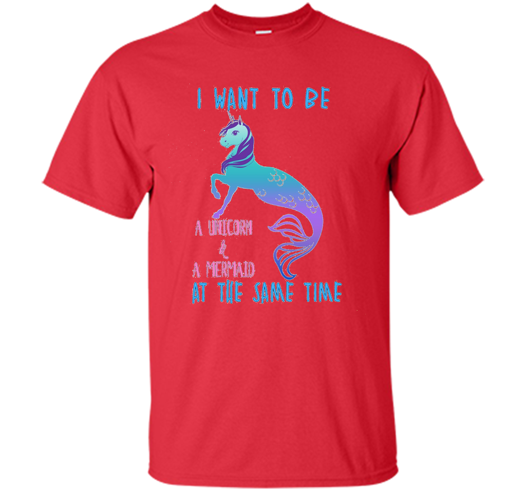 Cute Unicorn Mermaid Mermicorn T-shirt For Girls Red