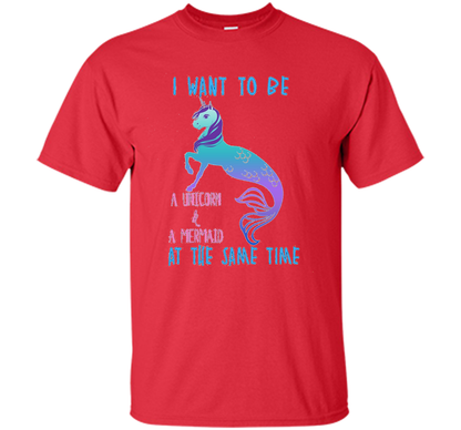 Cute Unicorn Mermaid Mermicorn T-shirt For Girls Red