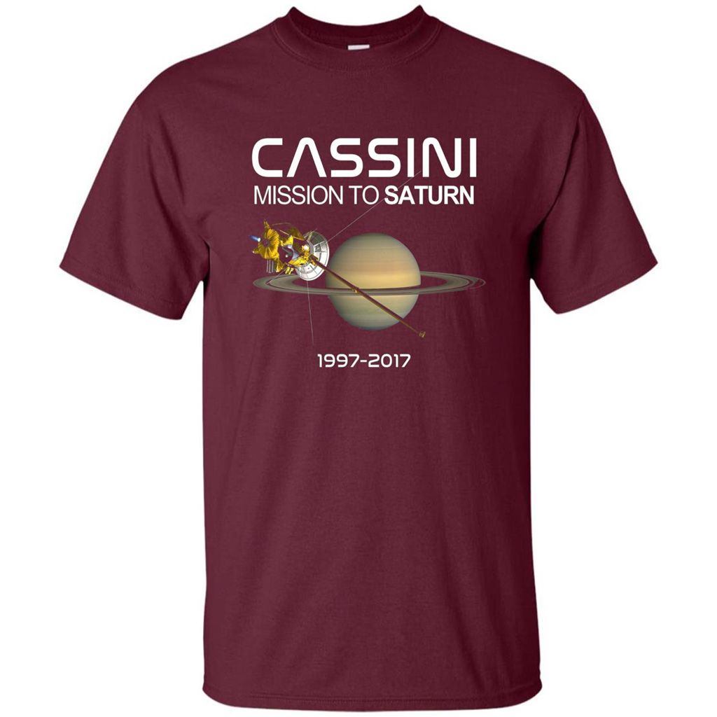 Cassini Mission to Saturn Space T-Shirt Maroon