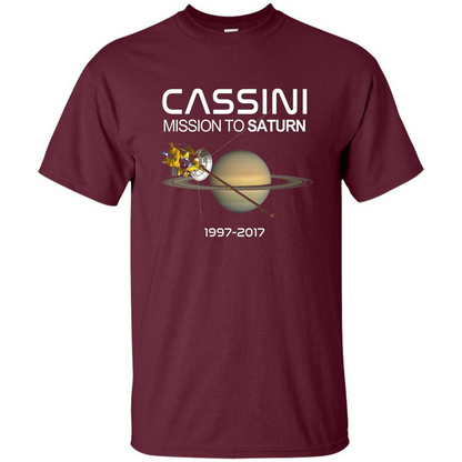 Cassini Mission to Saturn Space T-Shirt Maroon