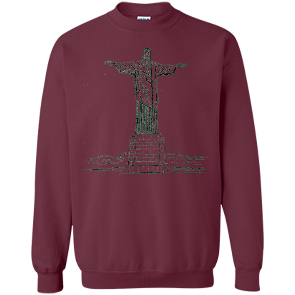 Christ The Redeemer Statue In Rio De Janeiro Brasil T-shirt Maroon