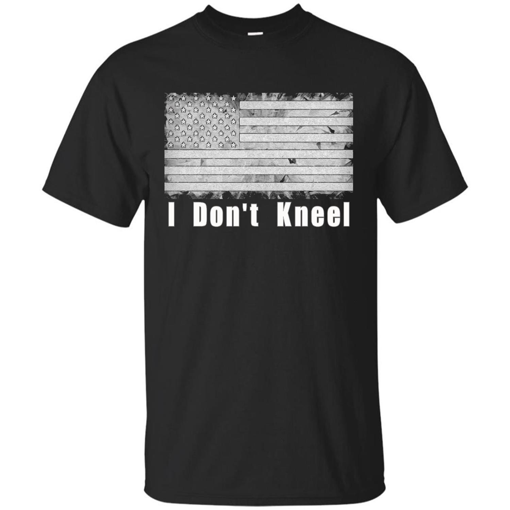 American T-shirt I Don't Kneel Patriotic American Flag Black