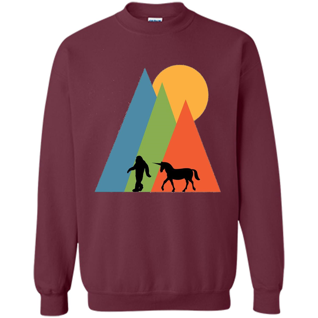 Bigfoot Unicorn Mountain and Sun T-Shirt