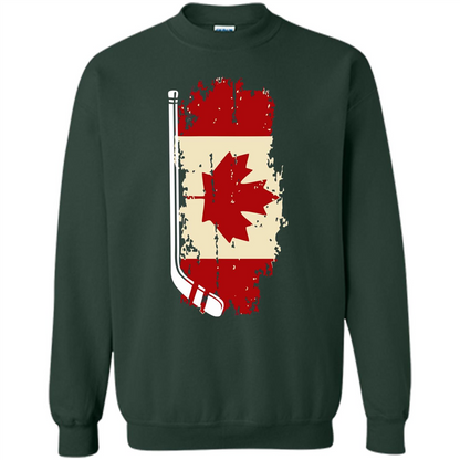 Canada Hockey Funny T-Shirt Canada Hockey Flag T-shirt Forest Green
