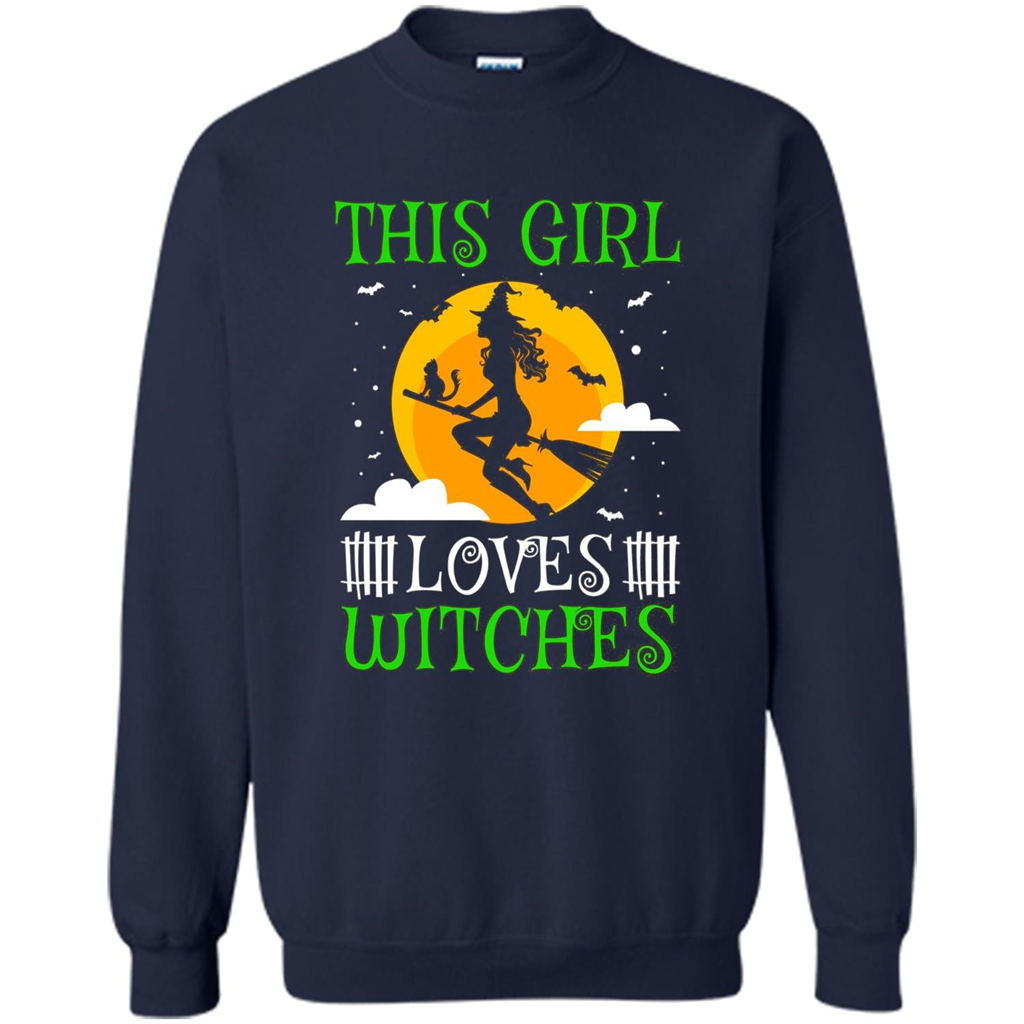 This Girl Loves Witches Witch Halloween T-Shirt Navy