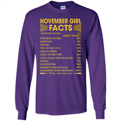 November Girl Facts T-shirt Birthday Gift T-shirt Purple