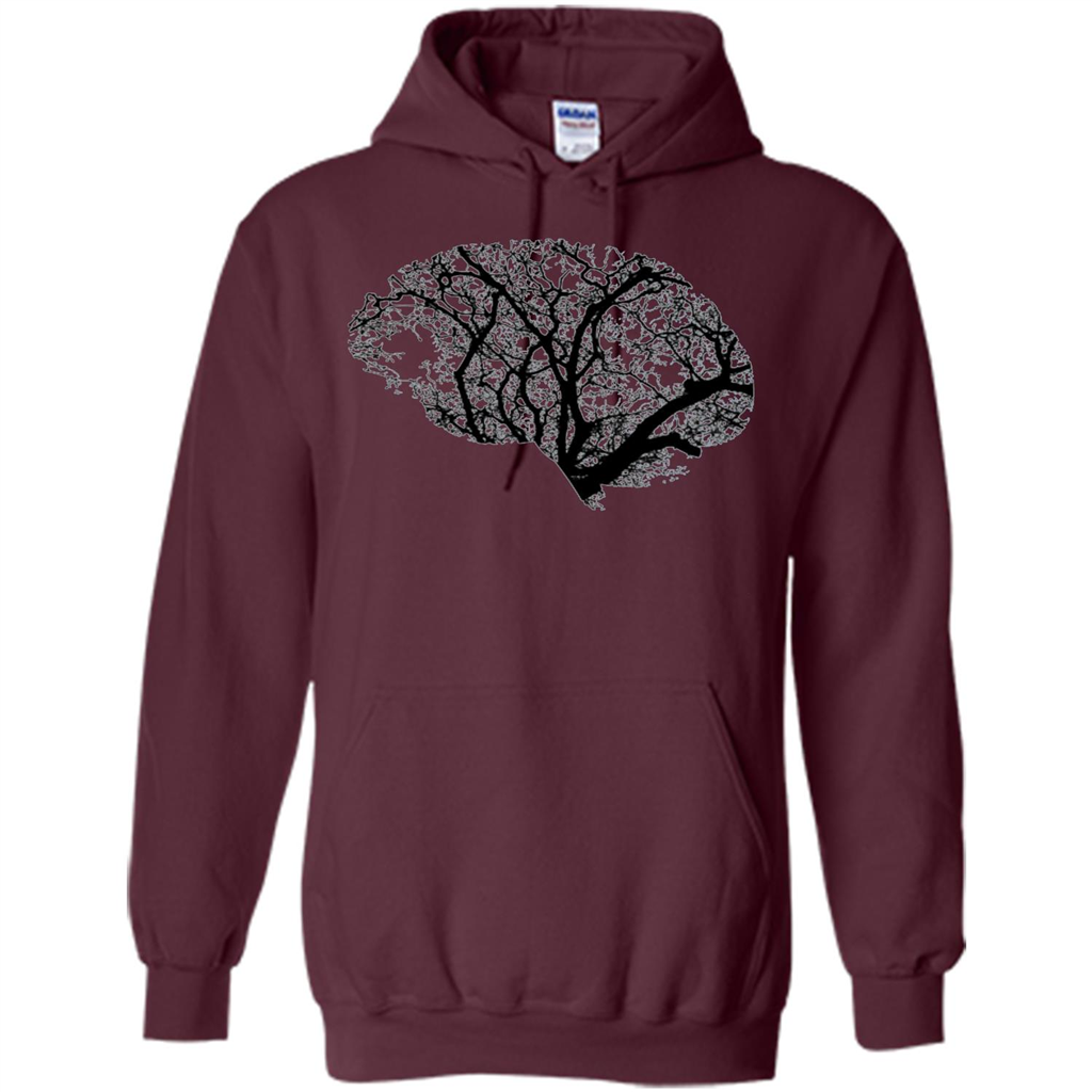 Science Nature T-Shirt Head Brain Tree Maroon