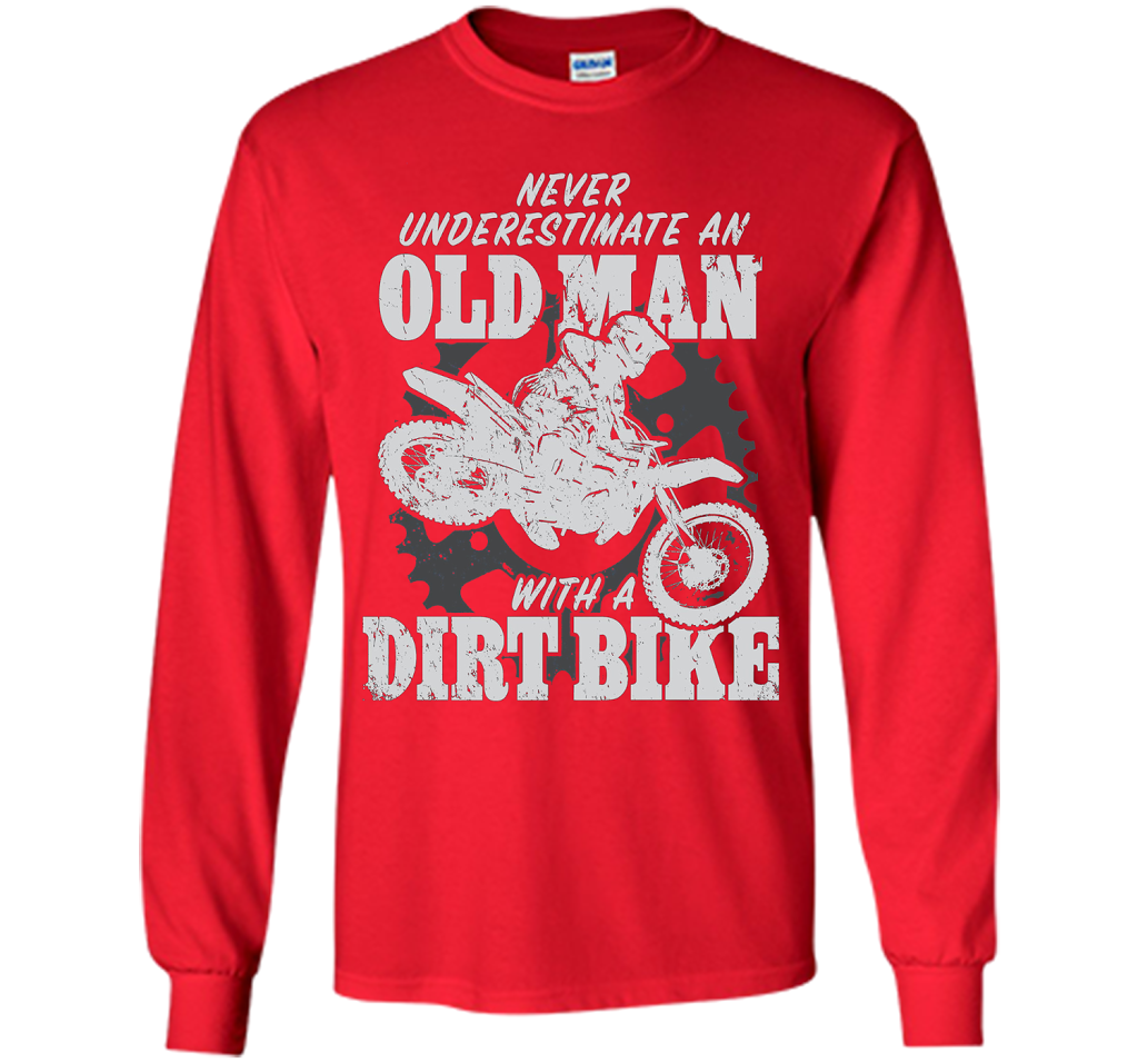 Never Underestimate an Old Man with a Dirt Bike t-shirt MX cool shirt Red