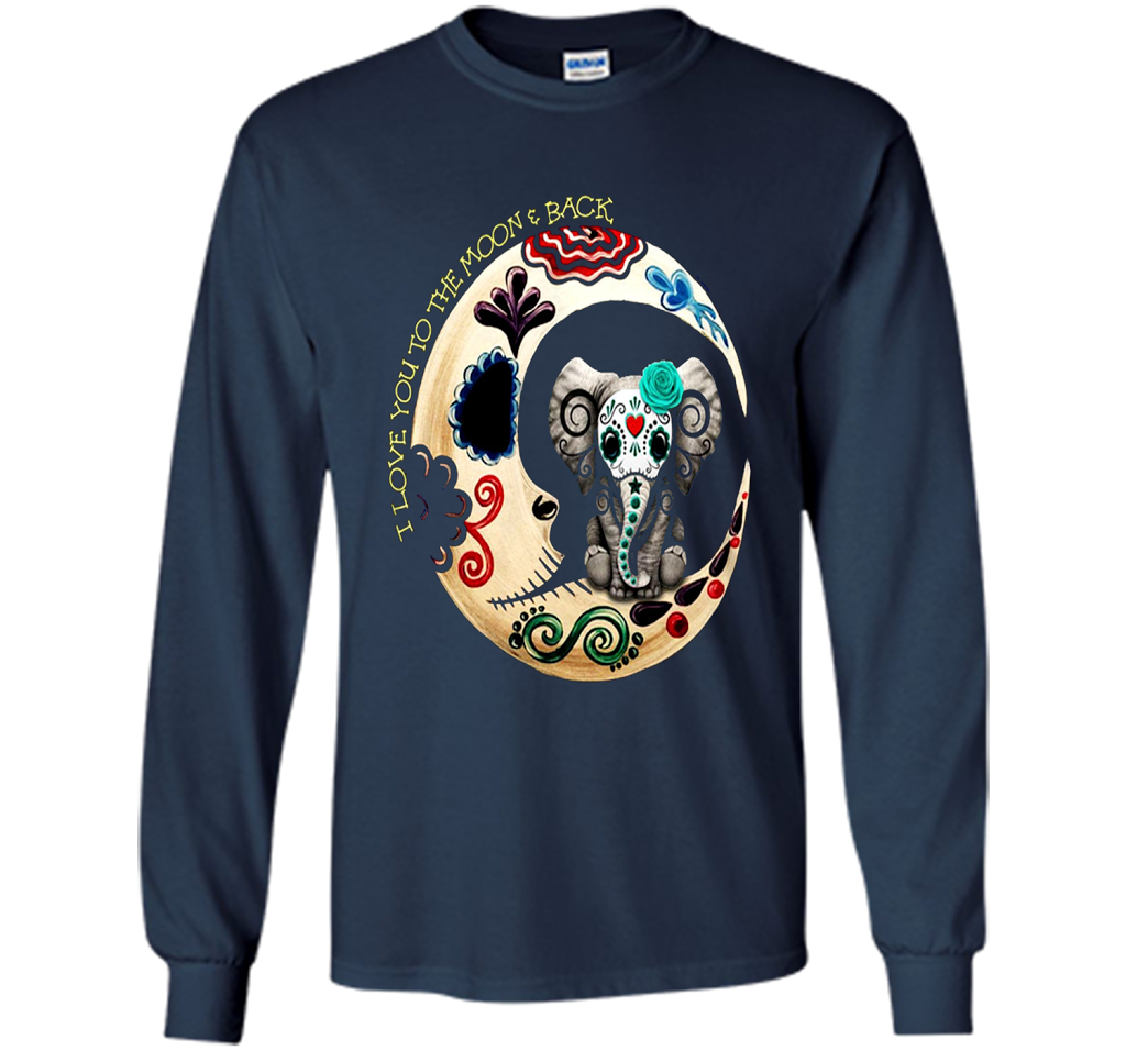 Elephant I Love You To The Moon Back T-shirt Navy