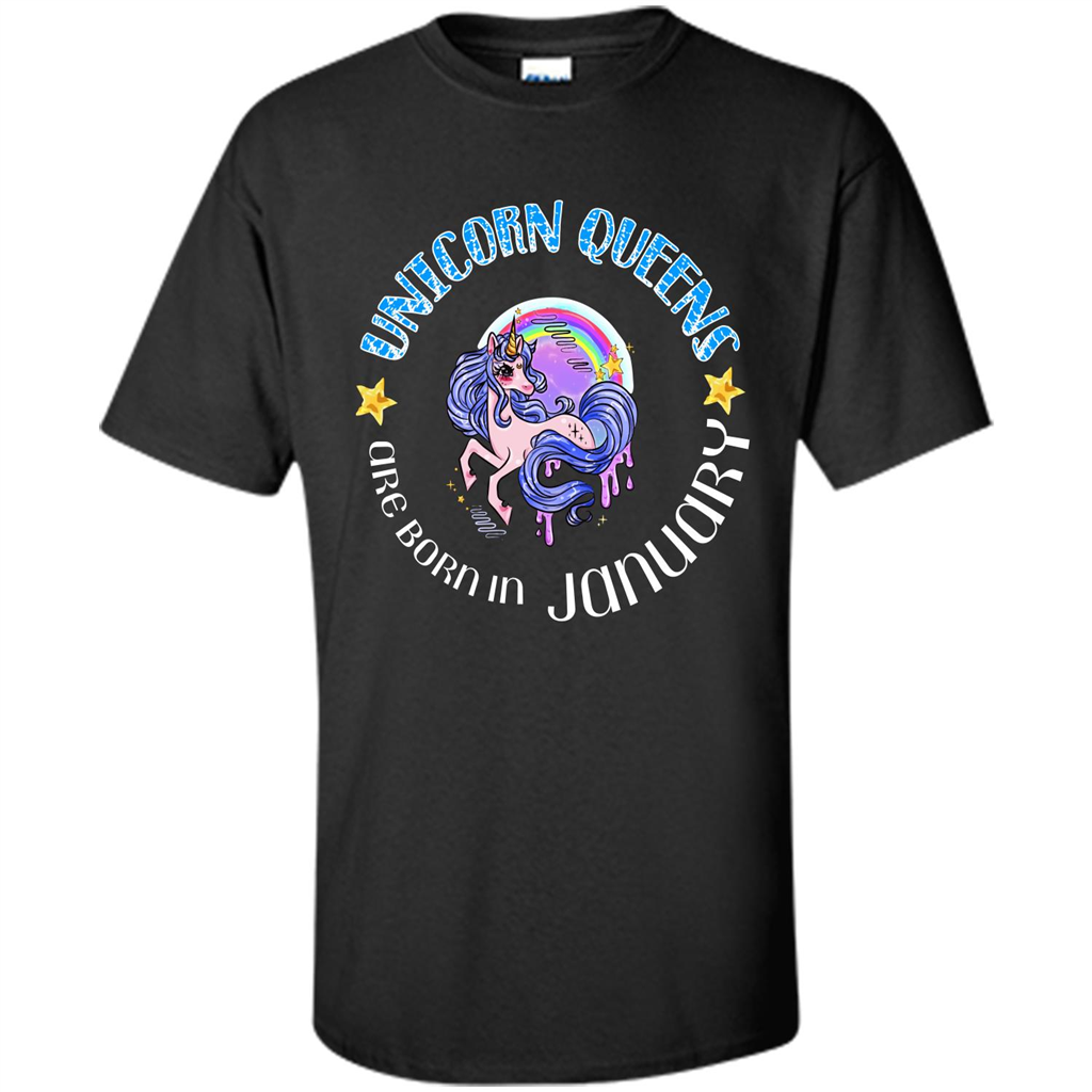 January Unicorn T-shirt Unicorn Queens Are Born In January Black